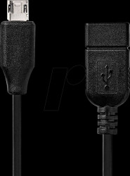 CCGB60515BK02 USB 2.0 cable, micro B plug > A socket, 0.2 m