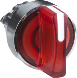 Toggle switch, illuminable, latching, waistband round, red, front ring silver, 2 x 90°, mounting Ø 22 mm, ZB4BK1243