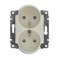 VENA2 Gniazdo podwójne z/u z przesłonami kremowe 520347