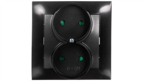 Impresja Gniazdo Podwójne B/U Z Przesłonami Antracyt Gp-2Yp/50