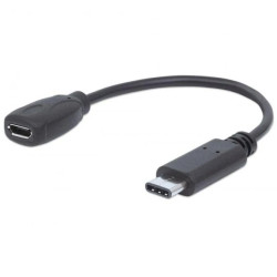 Kabel USB C-MicroB M/F 0,15m USB2.0 HI-SPEED czarny 353335