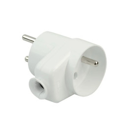 Wtyczka 16A 2P+Z z gniazdem 2P+Z 250V 16A biała WT-16U/G