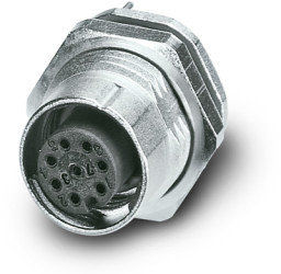 Panel socket, M12, 8 pole, solder pins, SPEEDCON locking, straight, 1240035