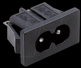 073392 AC power plug, C8, 2-pol., solder type