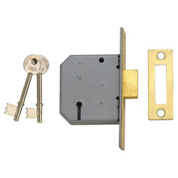 UNION J2177-SC-2.50 2177 3 Lever Mortice Deadlock Satin Chrome 65mm 2.5in Box