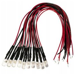 10szt. DIODA LED 3MM 12V BIAŁA Z PRZEWODEM 20CM / Dioda LED 3mm 12V z przewodem biała DPF FAP wypalanie filtra cząstek