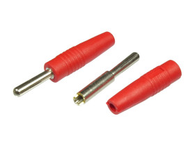 Wtyk bananowy GUM czerwony lutowany