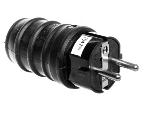 Wtyczka gumowa 10/16A 250V 2P+Z IP44 czarna P0050