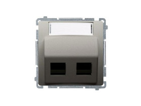 SIMON BASIC Pokrywa gniazd teleinformatycznych na Keystone skośna 2 podwójna z polem opisowym satynowy BMGKS2P.01/29 KONTAKT SIM