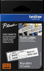 FLE-2511 Single flag labels, black on white, 21 x 45 mm