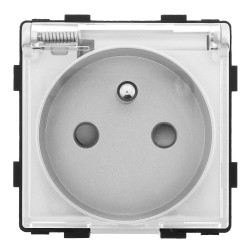 Moduł - gniazdo elektryczne IP44 z klapką - szary - Tawoia Glass