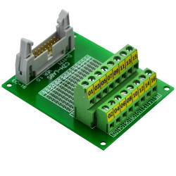 CZH-LABS IDC-16 Male Header Connector Breakout Board Module, IDC Pitch 0.1&quot;, Terminal Block Pitch 0.2&quot;