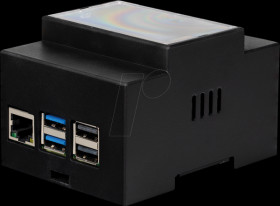 RB-CASEP5-07B Housing for Raspberry Pi 5, top-hat rail, black/trans.