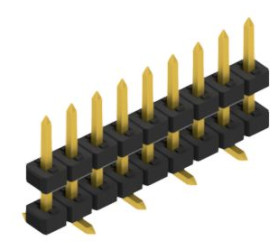 Pin header, 9 pole, pitch 2 mm, angled, black, SLY11SMD0519G