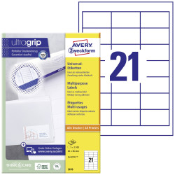Avery-Zweckform 3670 Etykieta uniwersalna 64 x 36 mm Papier biały 2100 szt. Trwały Drukarka Laserowa, Drukarka Laserowa,