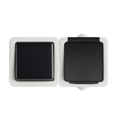 TEKNO Łącznik jednobiegunowy + Gniazdo z przesłoną styków 10AX/16A 250V szary IP54 25358