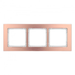 DECO Ramka uniwersalna potrójna - aluminium szczotkowane (ramka: kolor miedziany spód: biały) 9-0-DRA-3