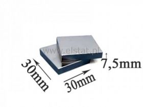 Magnes neodymowy prostokątny 30x30x7,5mm
