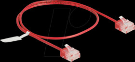 80801 RJ45 Network Cable Cat.6 UTP Ultra Slim 0.5 m red with short plu