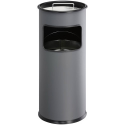 Durable 333058 Waste Paper Basket 17L Anthracite Metal with Ashtray