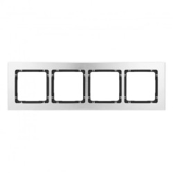 DECO Ramka uniwersalna poczwórna - aluminium szczotkowane (ramka: srebrna spód: czarny) 7-12-DRA-4