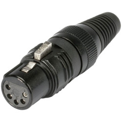 Hicon HI-X5CF-M XLR Connector Socket 5-Pin Black with Strong Strain Relief