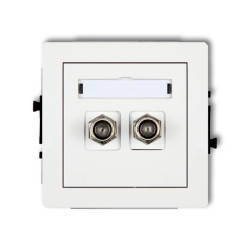 DECO Mechanizm gniazda antenowego podwójnego typu F (SAT) niklowany, biały mat 25DGF-2