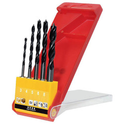 kwb 513900 Wood Twist Drill set 5 pcs CV steel Hex holder black