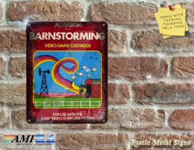 Barnstorming Box Artwork from the Original ATARI 2600 Game - Metal Sign
