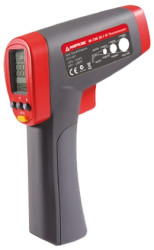 Termometr IR temp: +1250°C ±1,8%, z kalibracją ISO -32 → +1250°C Pomiar ciała: Nie wsp. odległości: 30:1