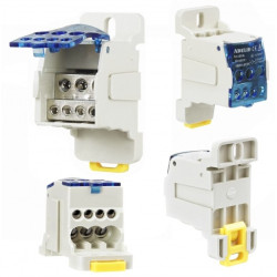 Blok rozdzielczy główny (max. 16mm2) 80A na szynę DIN TH35 niebieski ADELID