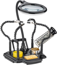 Pomoc lutownicza z lampą powiększającą i ramionami na gęsiej szyi