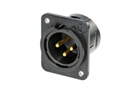 XLR panel plug, 3 pole, gold-plated, zinc die casting, NC3MDM3-L-B-1