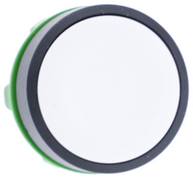 Pushbutton, unlit, groping, waistband round, white, front ring black, mounting Ø 22 mm, ZB5AA1