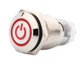 Przycisk wandaloodporny PBW-16APP bistabilny czerwone podświetlenie 12V