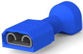 Insulated flat plug sleeve, 6.35 x 0.81 mm, 1.31 to 2.08 mm², AWG 16 to 14, brass, tin-plated, blue, 3-520140-2