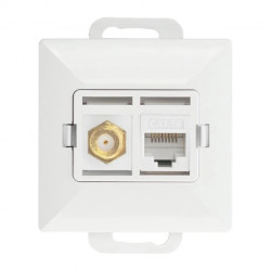 Gniazdo pojed. typu F + Gniazdo 1xRJ45 Cat6 Pearl, TV/F+RJ45/P, biały,OR-OE-7718/W