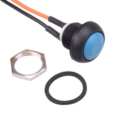 ISR3SAD100 Blue Momentary Prewired 12mm Push Button Switch SPST IP67 APEM