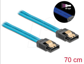82133 SATA 6 Gb/s Cable UV glow effect blue 70 cm