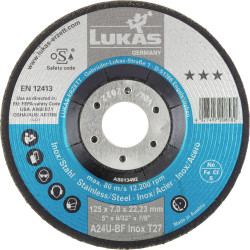 LUKAS-ERZETT AS013492V9802 T27 125x7,0x22,23 A24U-BF Tarcza szlifierska Średnica 125 mm 10 szt.