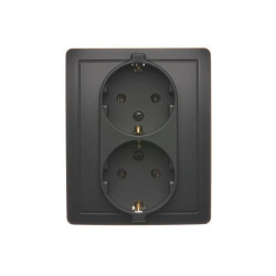 Simon Basic Gniazdo wtyczkowe z uziemieniem Schuko podwójne grafit matowy BGSZ2/28