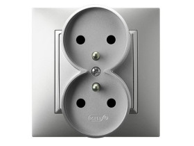 ARIA Gniazdo podwójne z uziemieniem kompletne z ramką srebro GP-2UZ/18 OSPEL