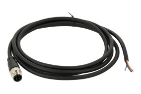 Wtyk z przewodem; KLS15-M12A-P17-04-PUR-L2.0M-B-U; M12-4p; 4 tory; kątowe 90°; z przewodem 2m; 0,34mm2; 6mm; czarny; IP67; 4A; 2