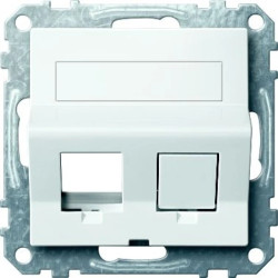 Merten System M Płytka centralna gniazda komputerowego podwójnego ukośnego RJ45 biały polarny MTN4568-0319