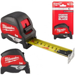 Miara zwijana metrówka 5m / 30mm MAGNETIC nylon czarno-czerwona MILWAUKEE