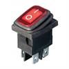 Przełącznik kołyskowy KCD6 12VDC podświetlany czerwony wodoodporny dwutorowy