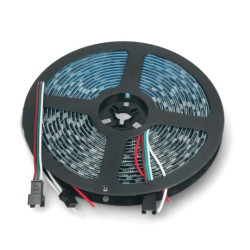 Pasek LED RGB WS2811 - cyfrowy, adresowany - IP65 60LED/m, 14,4W/m, 12V - 5m - czarny