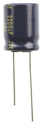 Kondensator 2200μF 25V dc Radialny, Otwór przelotowy Panasonic roztaw: 7.5mm 16 (Dia.) x 20mm