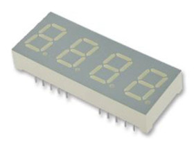 Wyświetlacz diodowy LED 7-segmentowy 4-znakowy ze wspólną anodą 87 mcd RH DP, Czerwony 10.2mm Kingbright