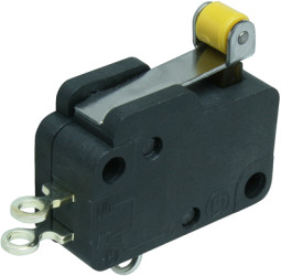 Miniature snap-action switche, On-On, solder connection, roller lever, 1.5-2.5 N, 10 (4) A/400 VAC, 1006.0701